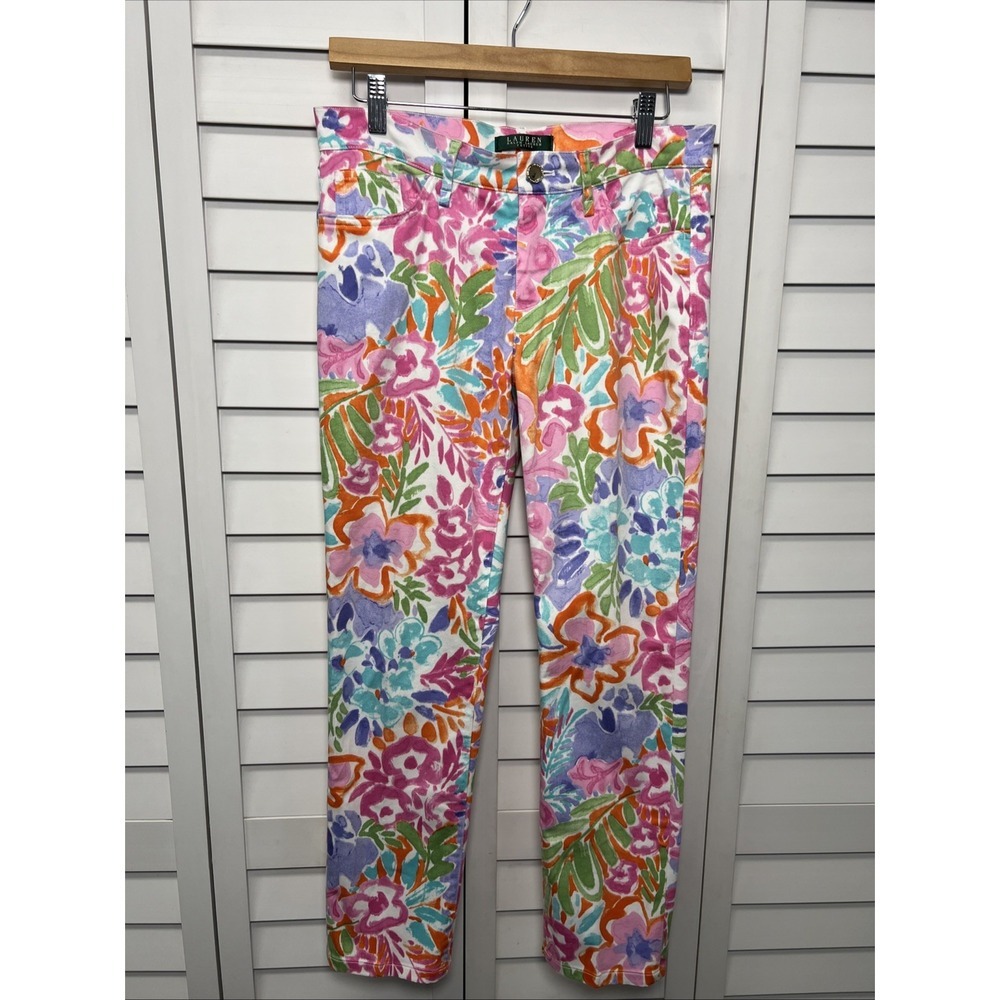 Lauren Ralph Lauren Floral Colorful Straight Leg Stretch Vacation Pants Size 6P